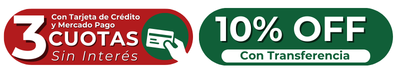 3 cuotas sin inetres y 10% Desc. con Transferencia 