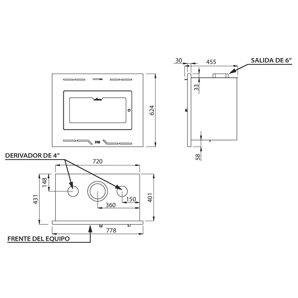 Calefactor a leña P16000 insertable
